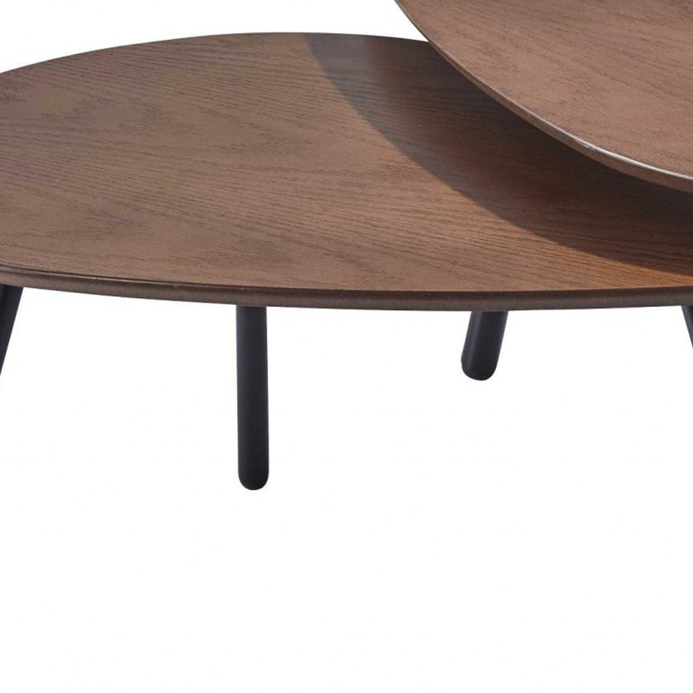 17 Black And Brown Solid Wood Round Nested Tables