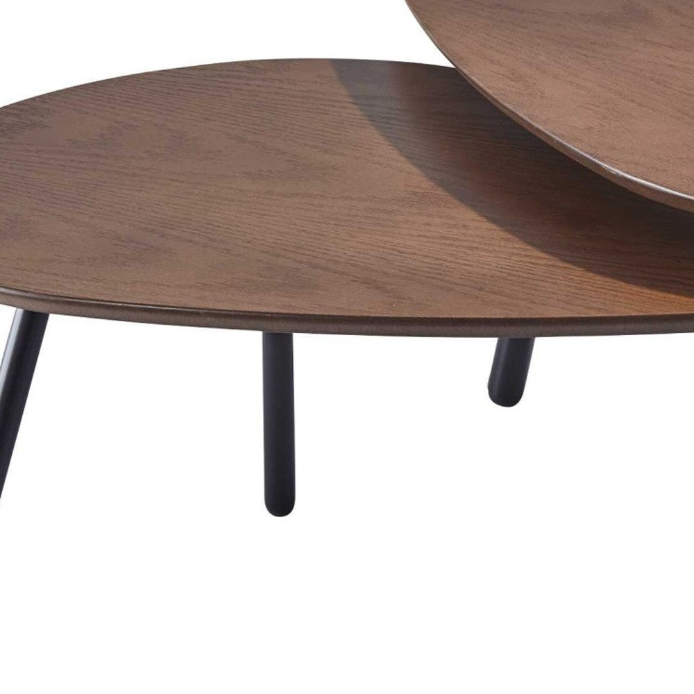 17 Black And Brown Solid Wood Round Nested Tables