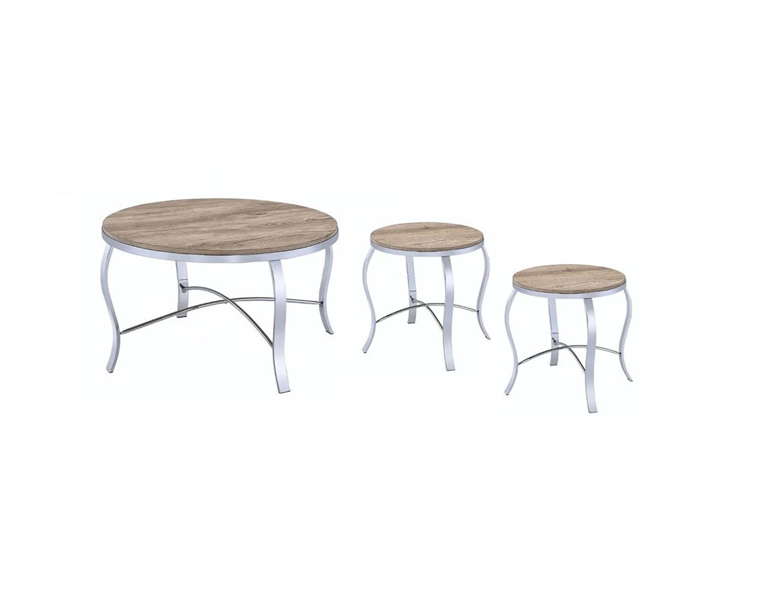 19 Chrome And Brown Round End Tables