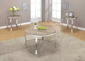 19 Chrome And Brown Round End Tables