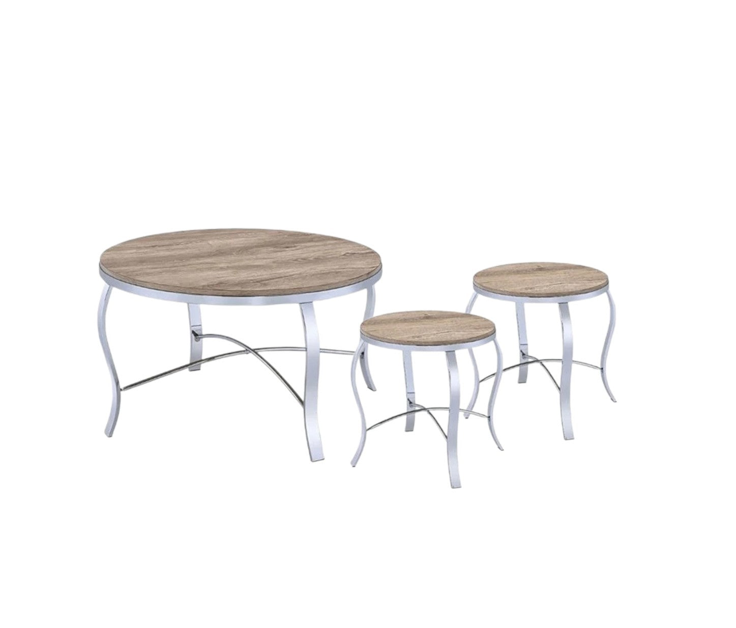 19 Chrome And Brown Round End Tables