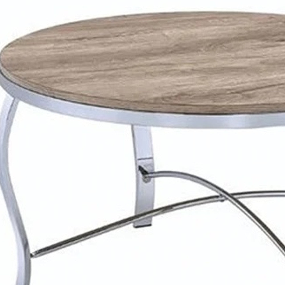 19 Chrome And Brown Round End Tables