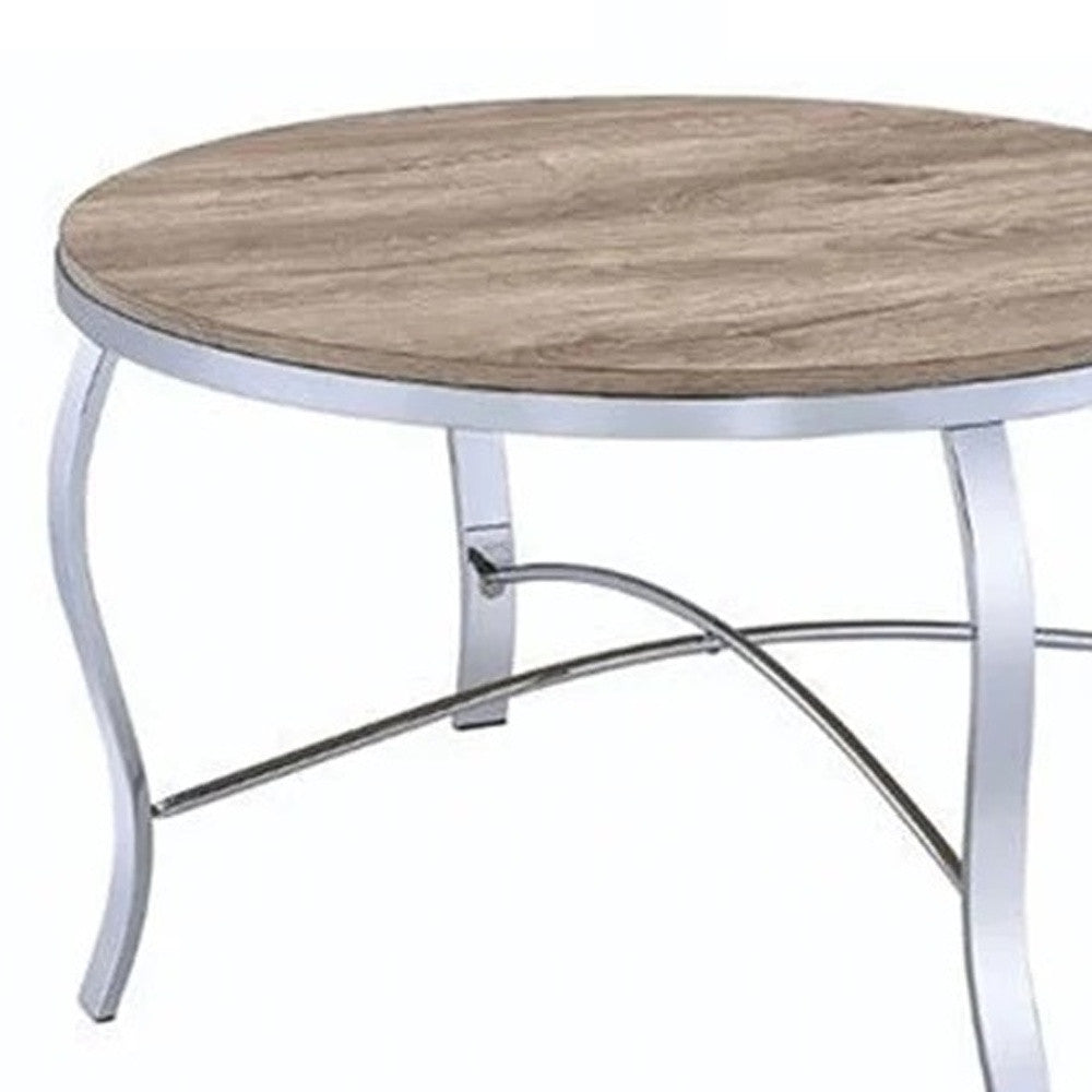 19 Chrome And Brown Round End Tables