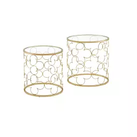 20 Gold And Clear Glass Round Nested Coffee Tables