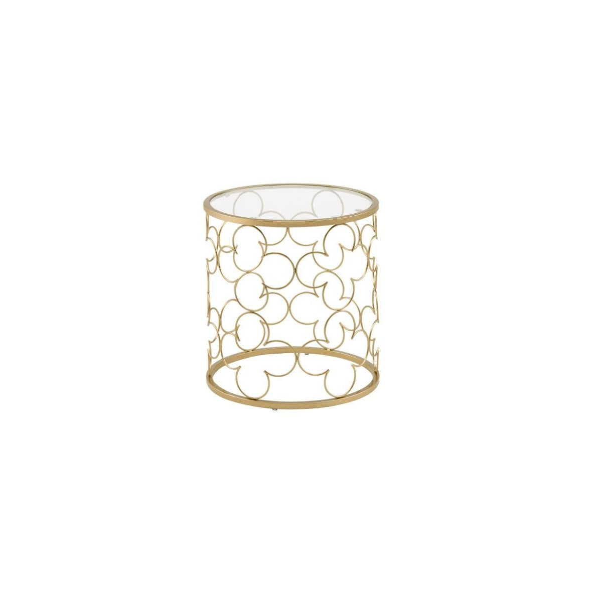 20 Gold And Clear Glass Round Nested Coffee Tables