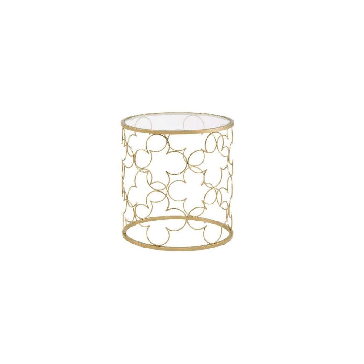 20 Gold And Clear Glass Round Nested Coffee Tables