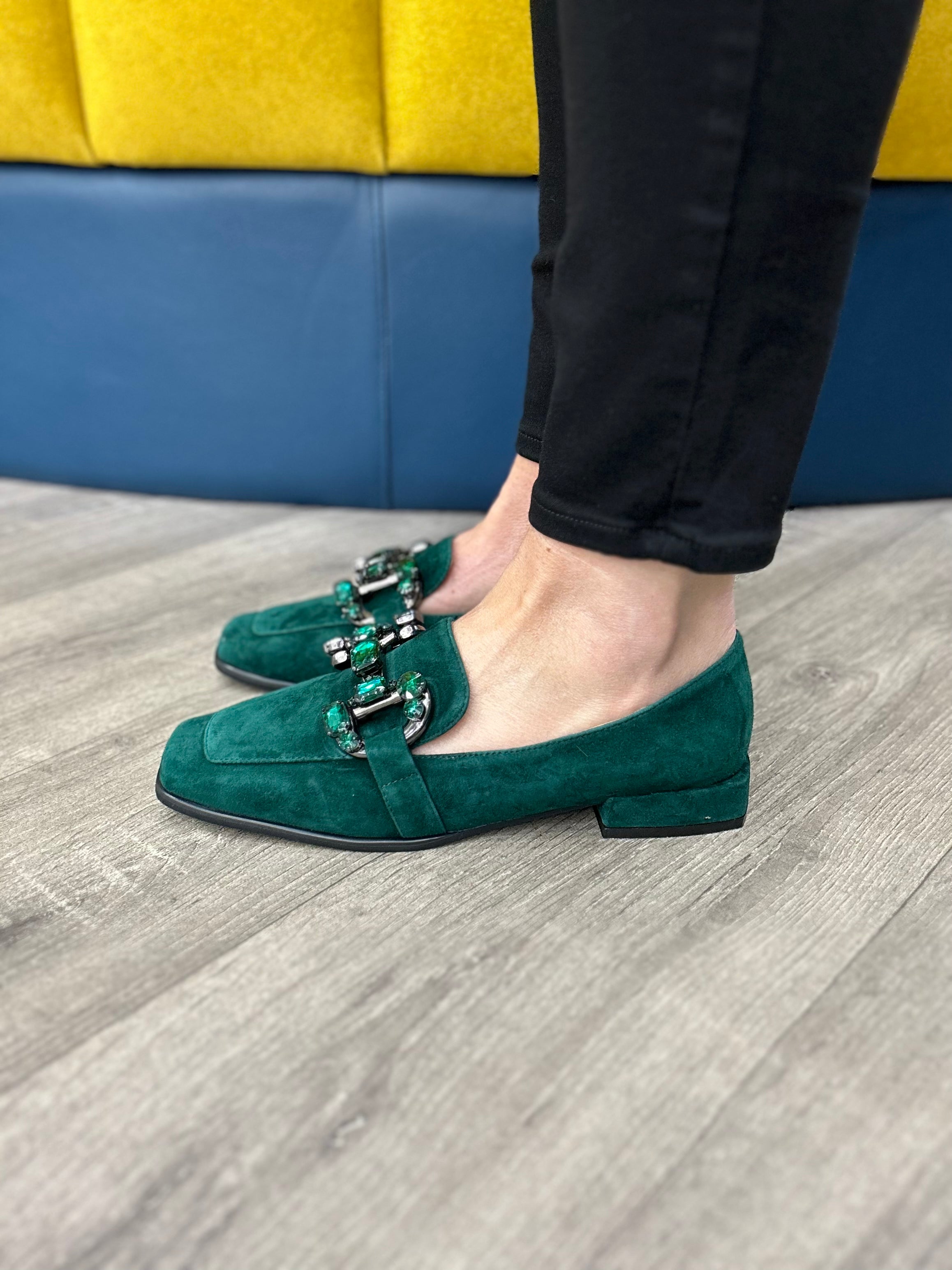 Alma Green Suede Loafer