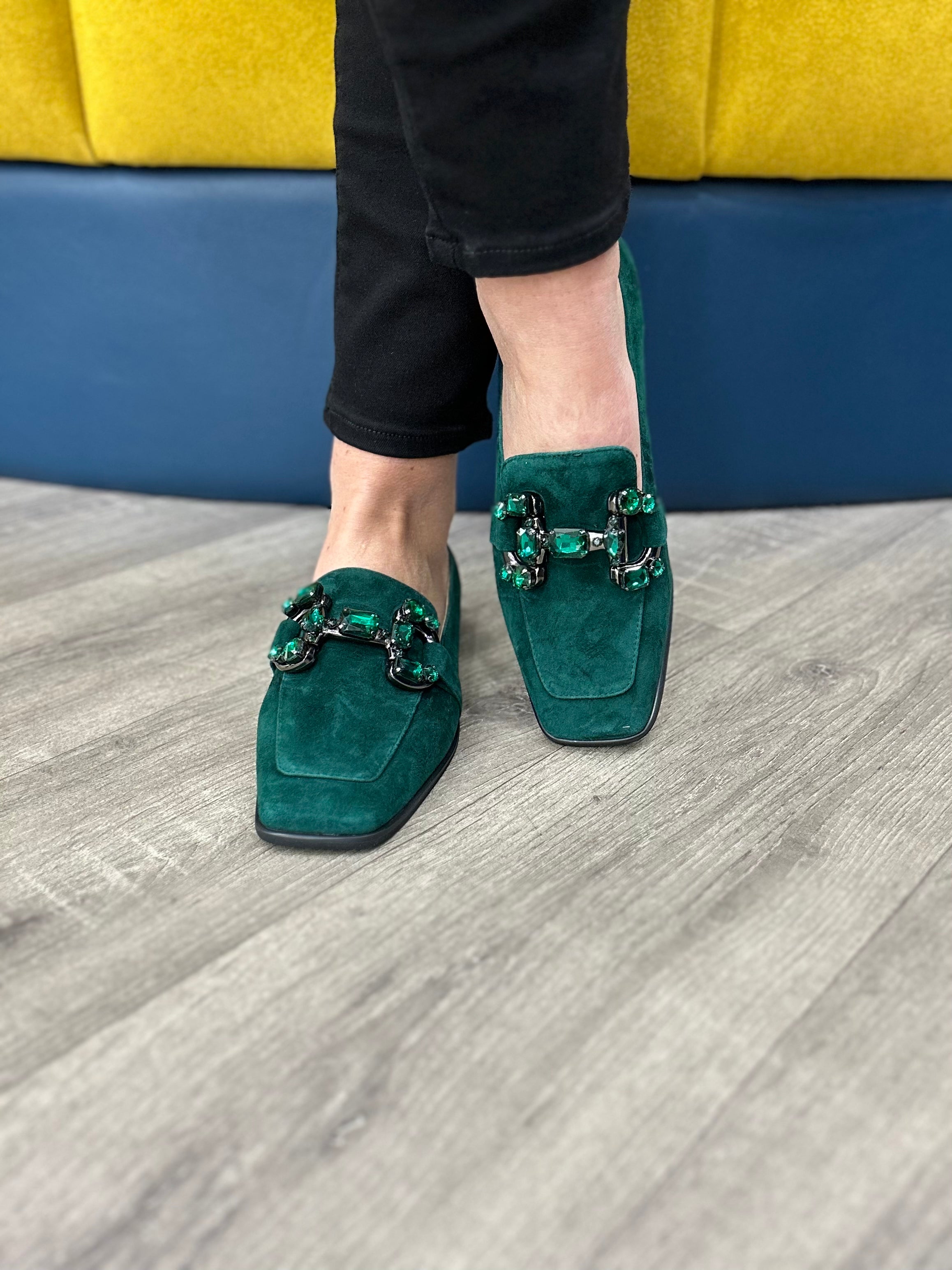 Alma Green Suede Loafer