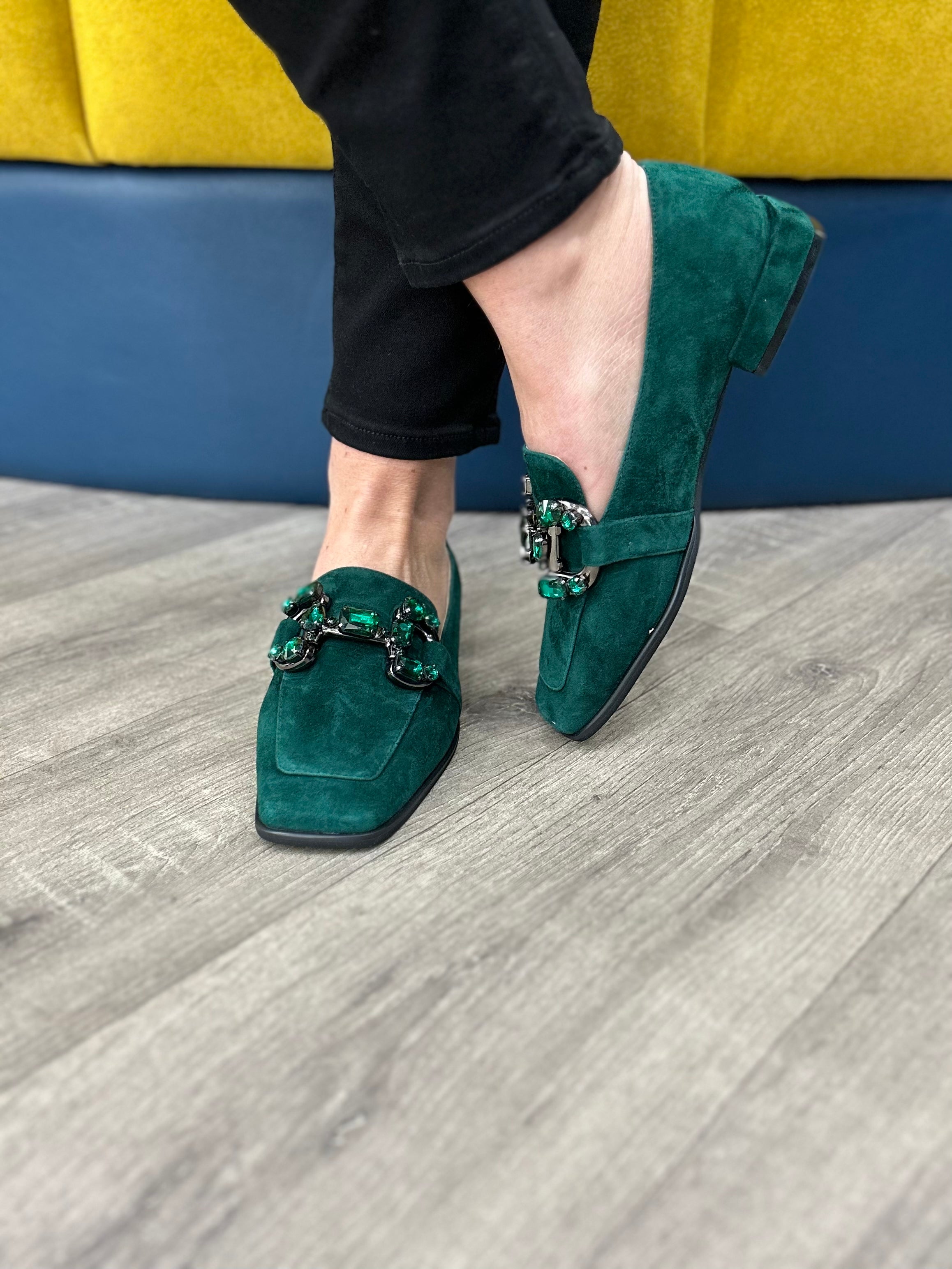 Alma Green Suede Loafer