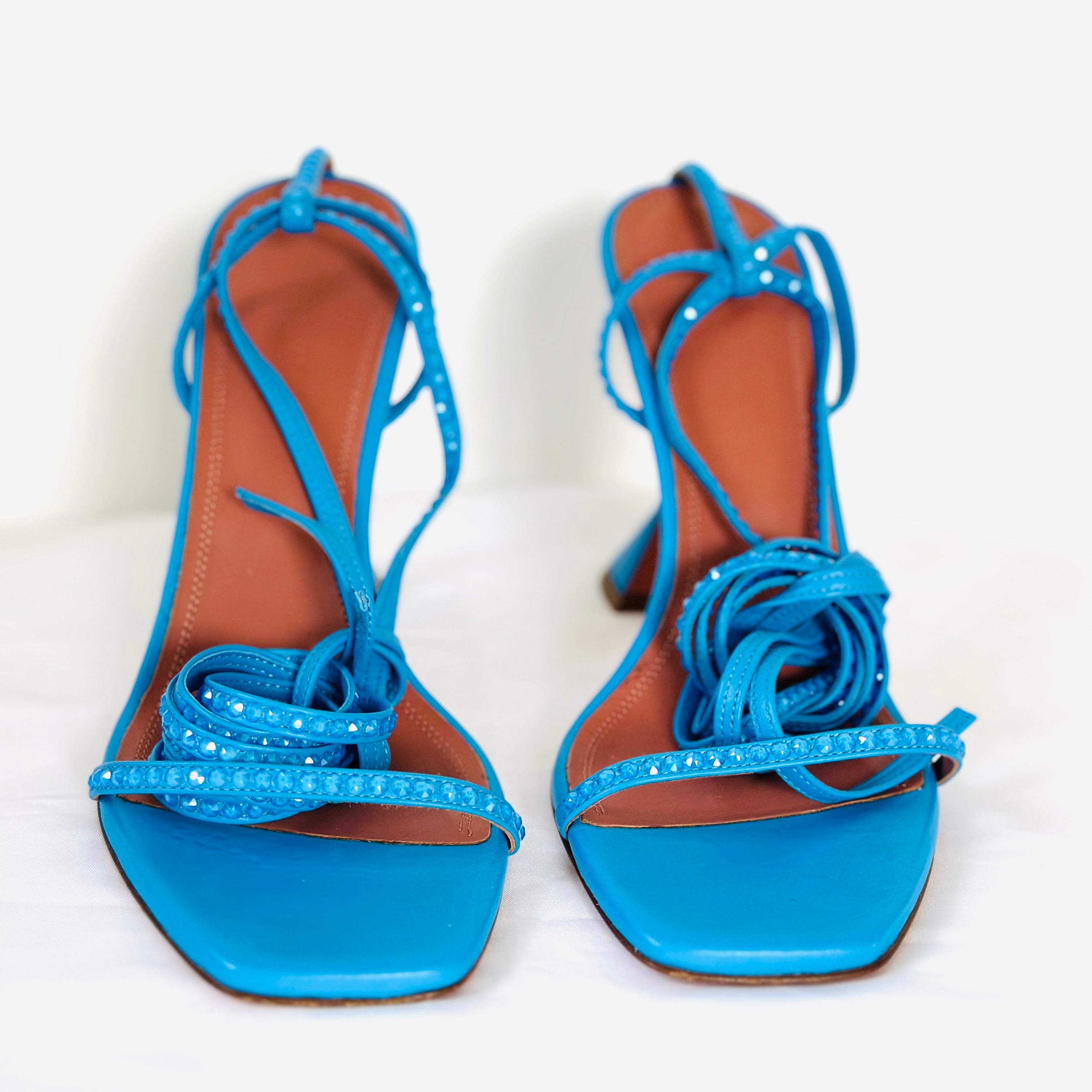 AMINA MUADDI - Sandals blue laces and crystals size 39 EU