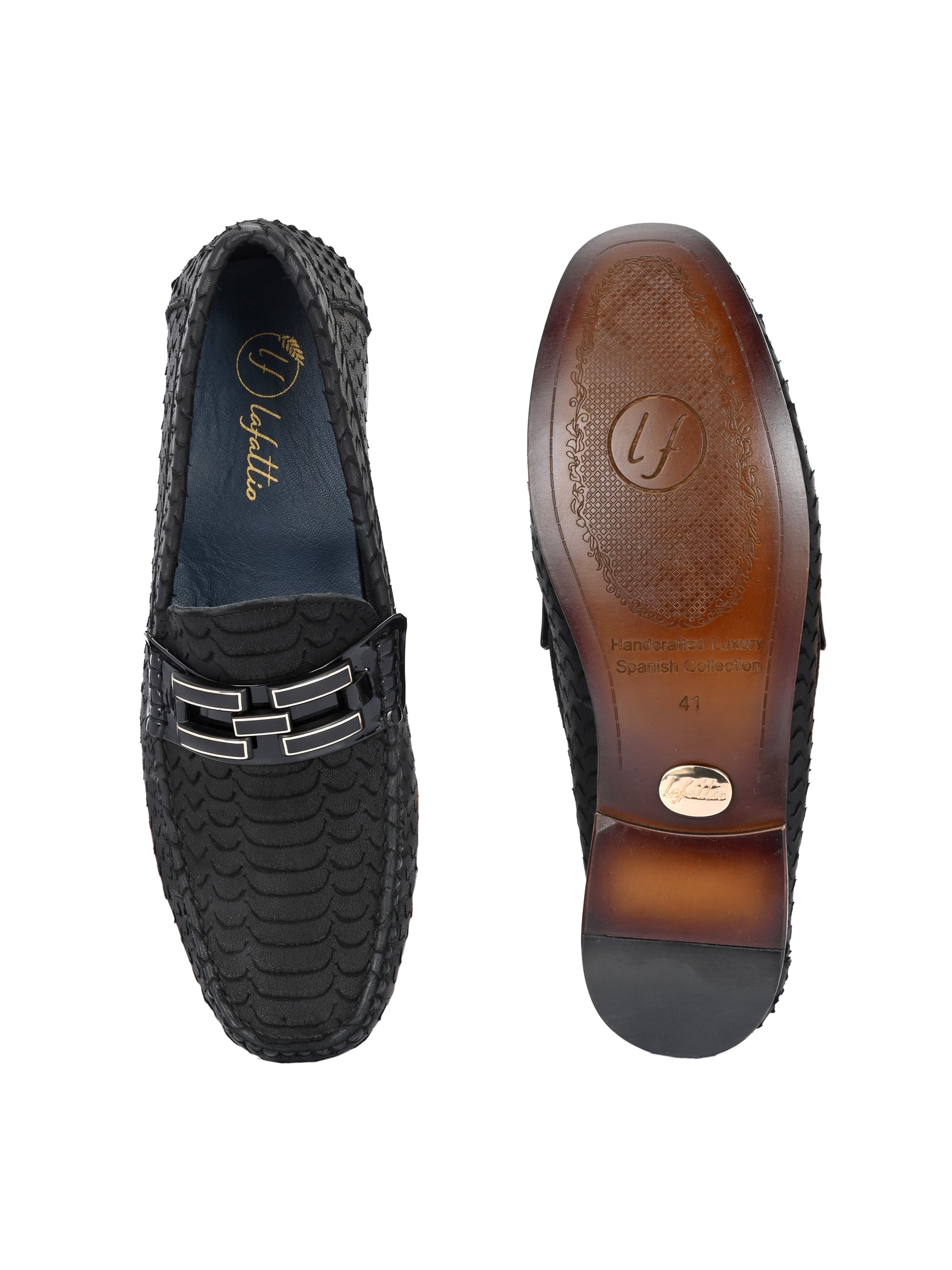 Black Buckled Loafers by Lafattio