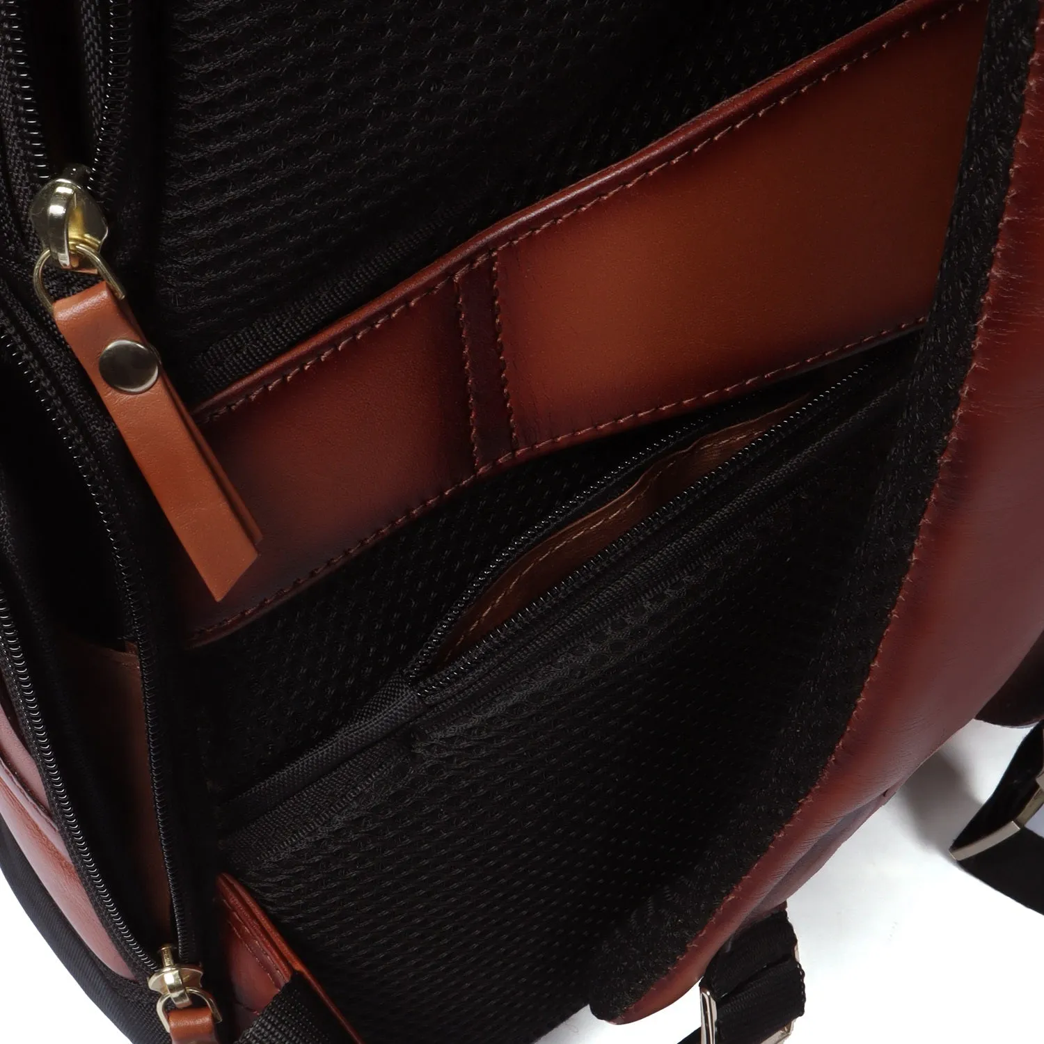 Black Denier Tan Leather Trims Light Weight Backpack