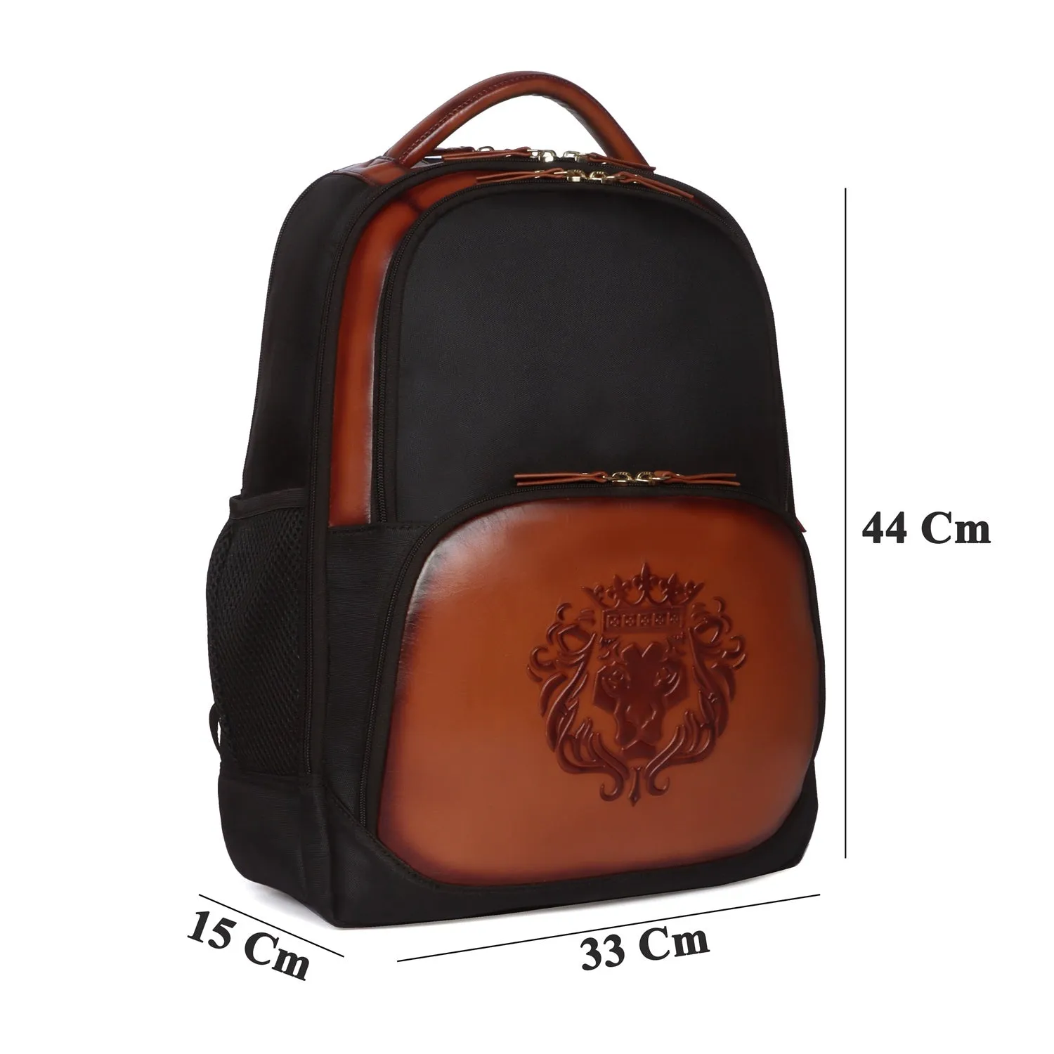 Black Denier Tan Leather Trims Light Weight Backpack