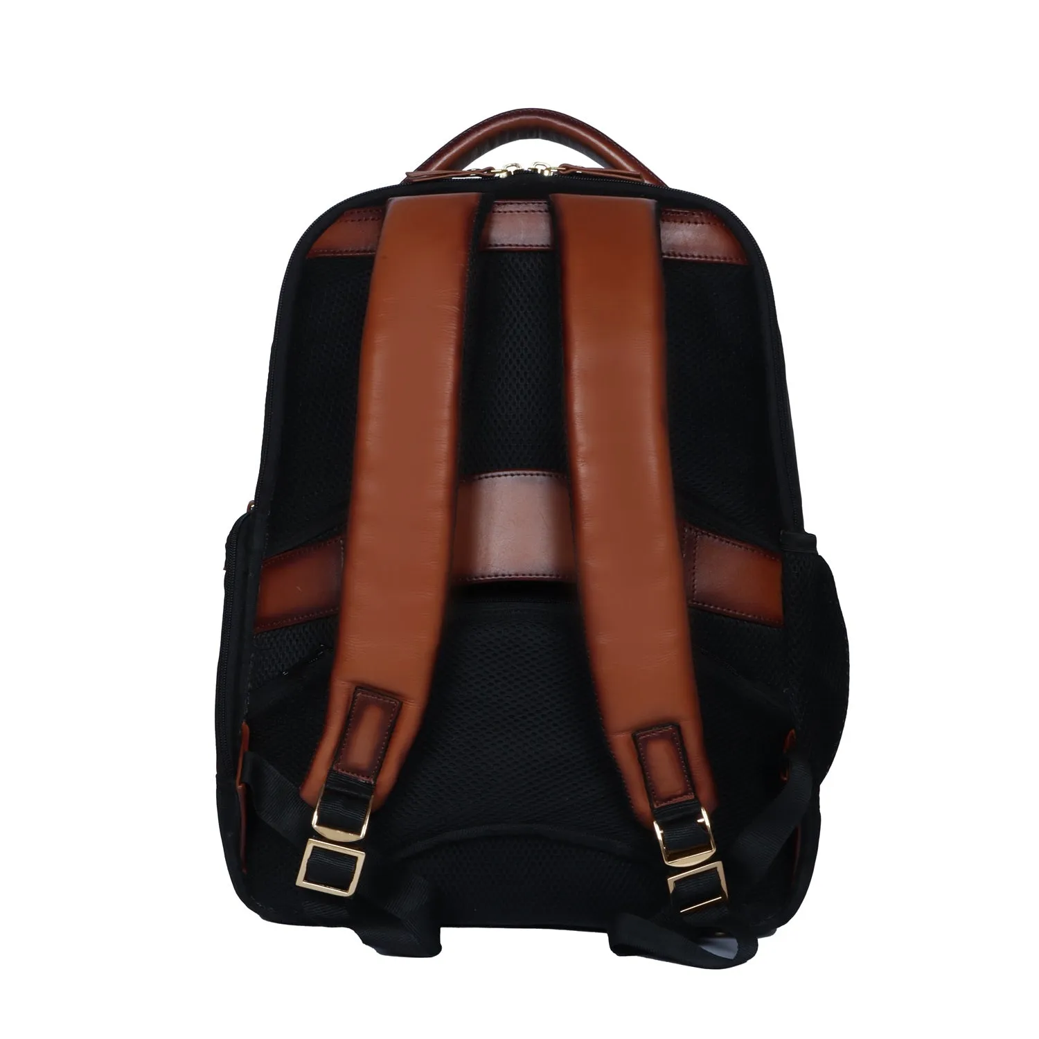 Black Denier Tan Leather Trims Light Weight Backpack