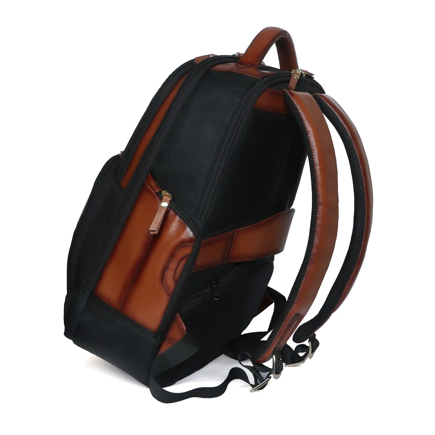 Black Denier Tan Leather Trims Light Weight Backpack