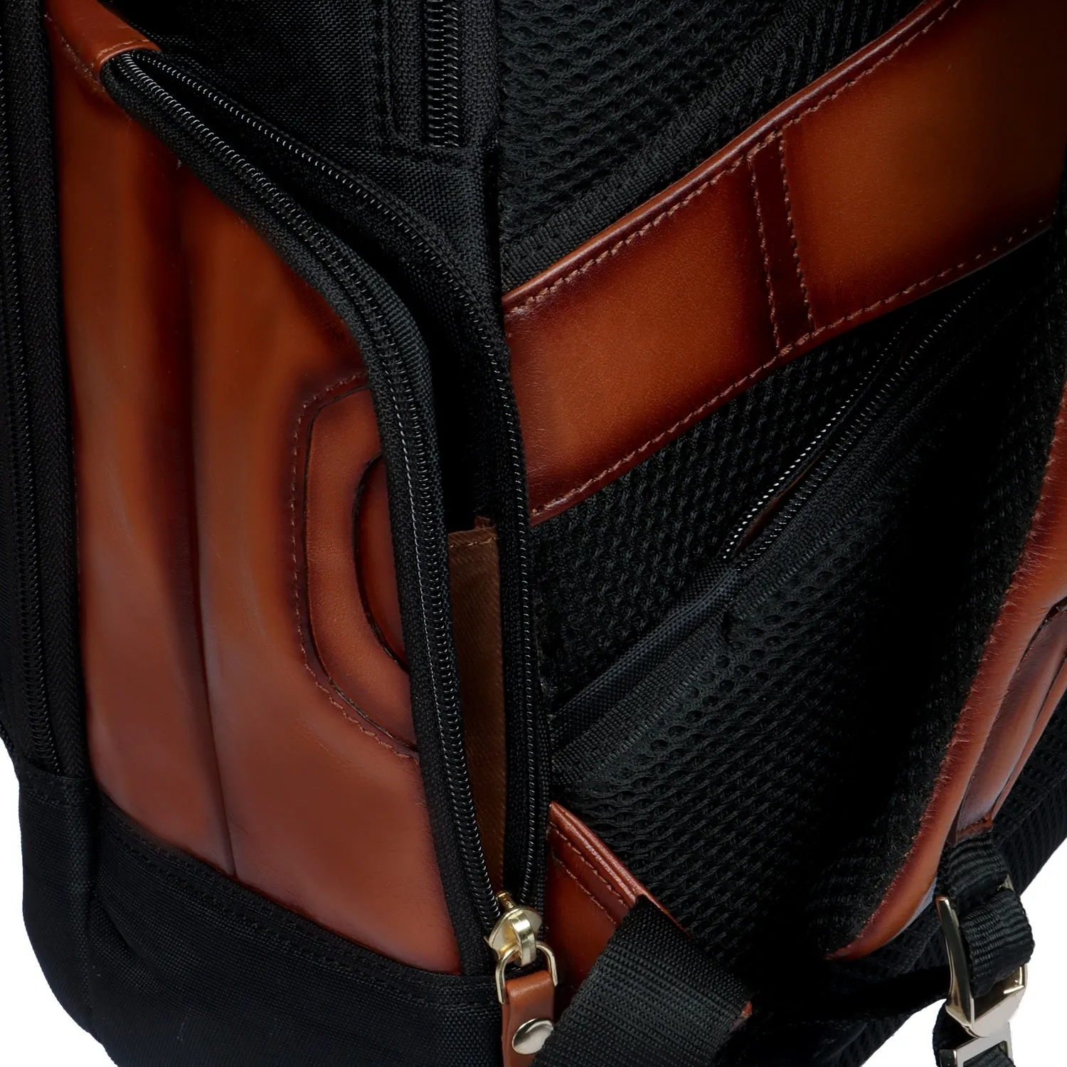 Black Denier Tan Leather Trims Light Weight Backpack