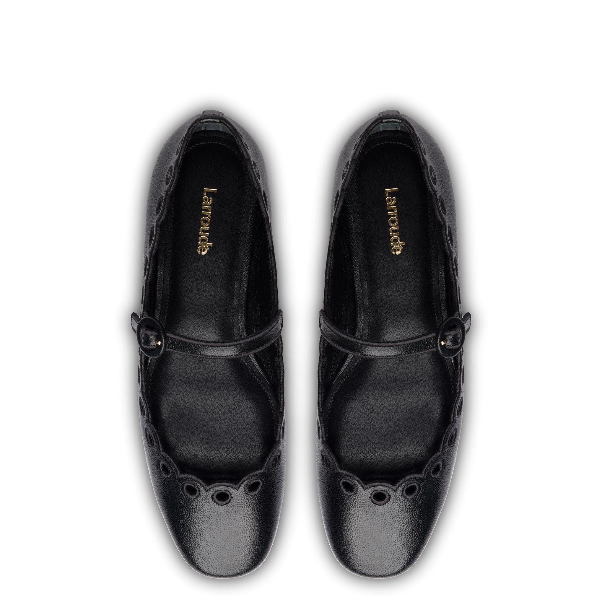 Blair Broderie Ballet Flat In Black Leather