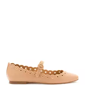 Blair Broderie Ballet Flat In Tan Leather