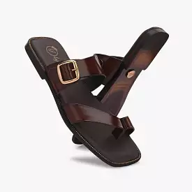 Brown Buckled Slippers by Lafattio