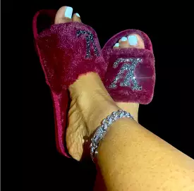 Burgundy Luxury Faux Fur Slippers