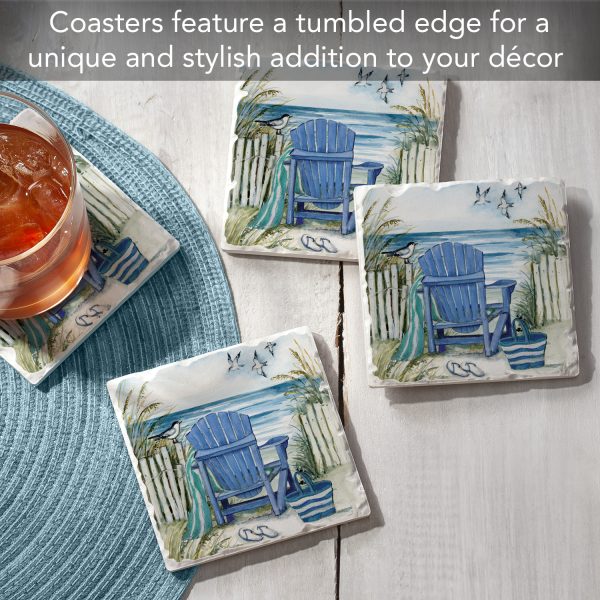 By the Sea Chairs Coaster Set