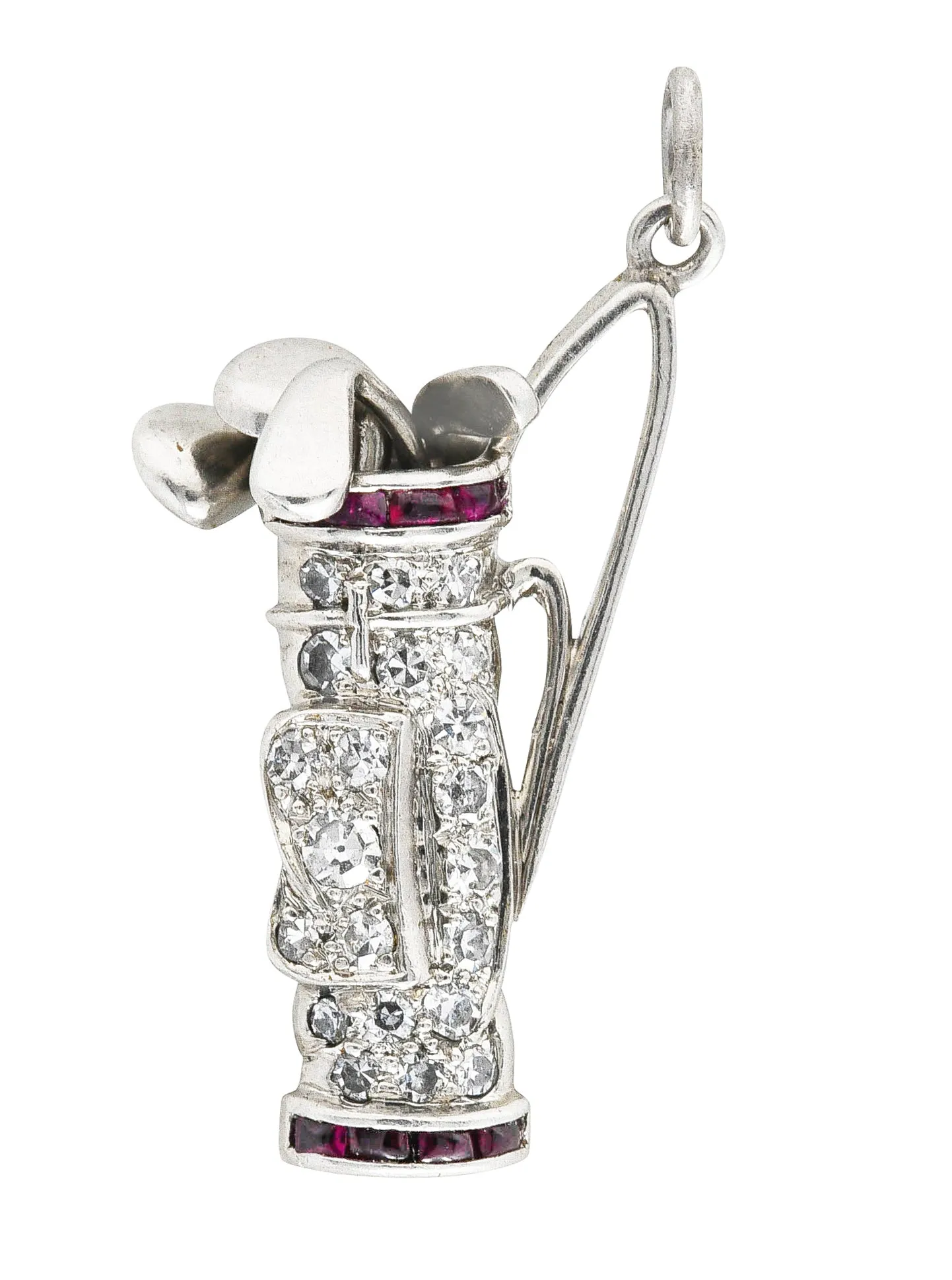 Cartier Art Deco Pavè Diamond Ruby Platinum Golf Club Charm