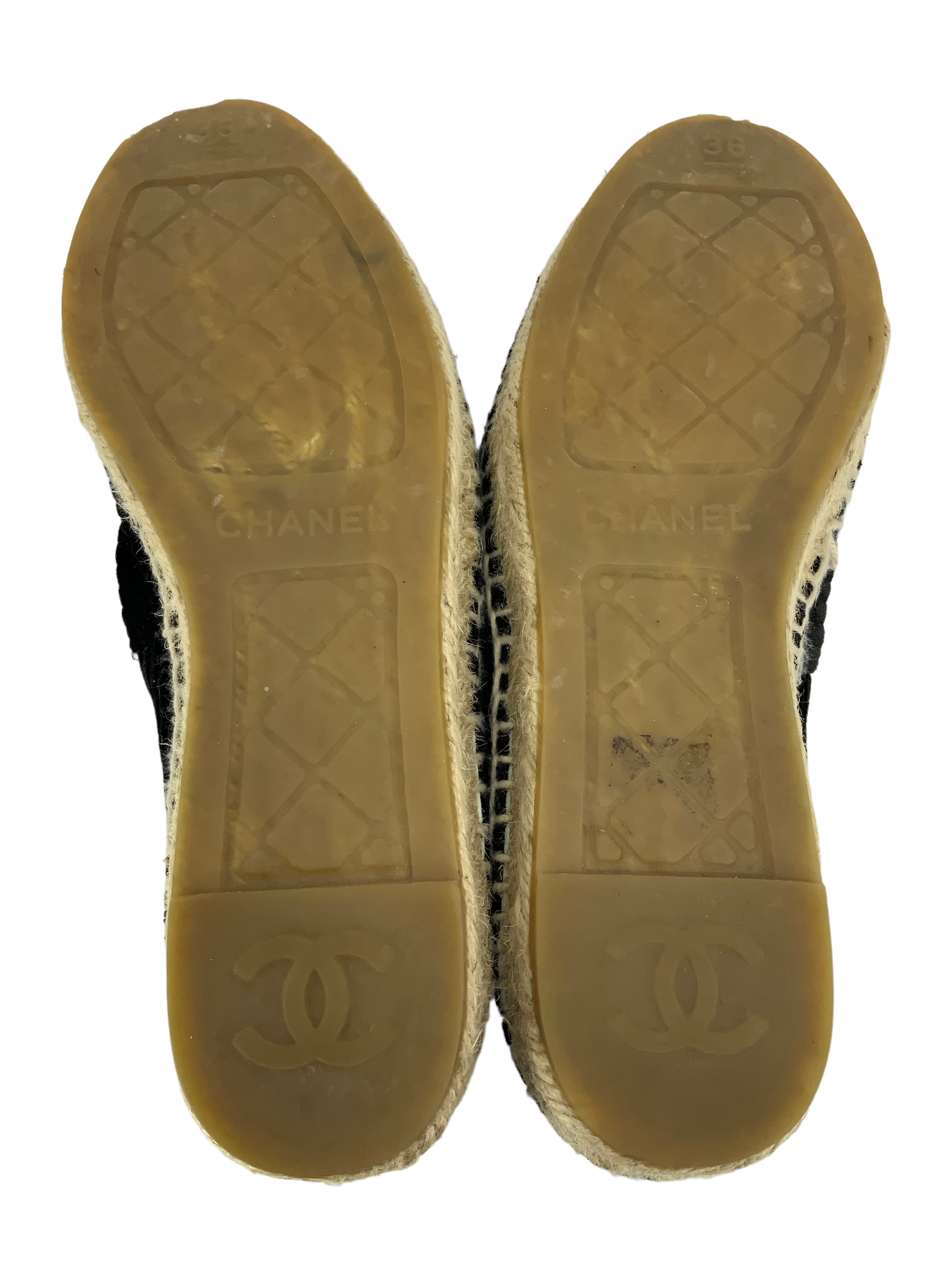 CHANEL Quilted Velvet CC Espadrilles Size 6