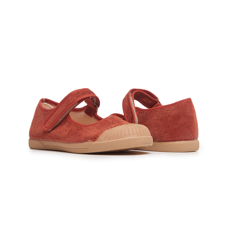 Corduroy Mary Jane Sneakers in Brick