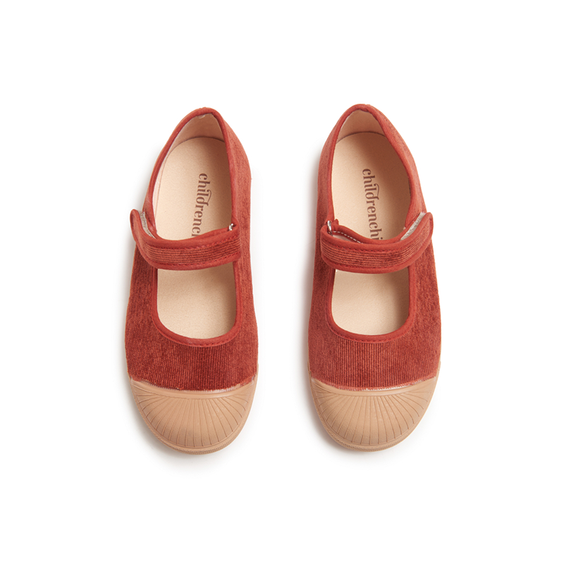 Corduroy Mary Jane Sneakers in Brick