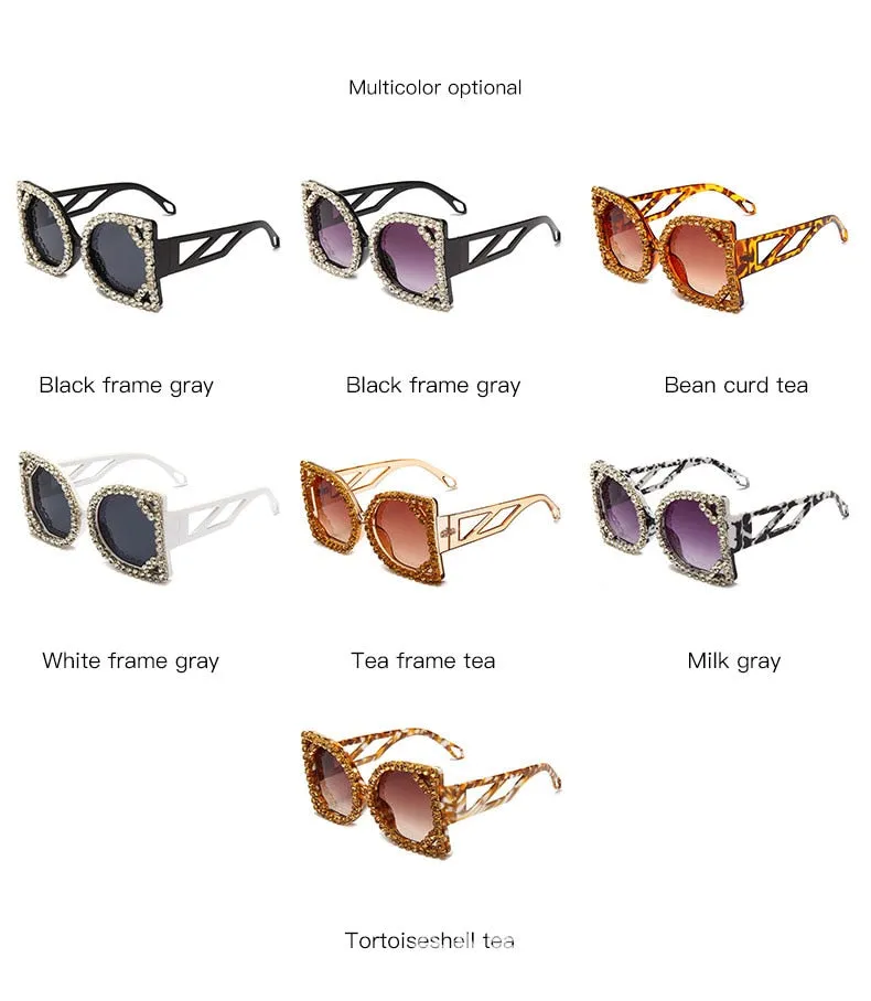 Crystal Designer Photochromic Gradient Shade Rimless Sunglasses