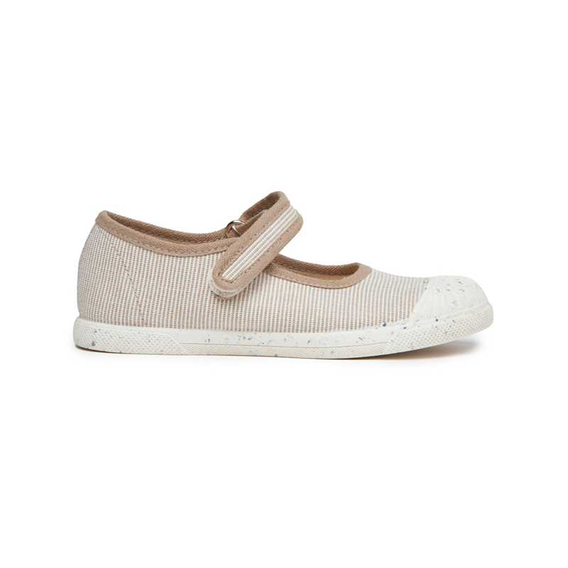 ECO-friendly Canvas Mary Jane Sneakers in Camel Stripes