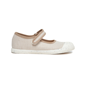 ECO-friendly Canvas Mary Jane Sneakers in Camel Stripes