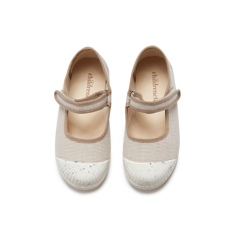 ECO-friendly Canvas Mary Jane Sneakers in Camel Stripes