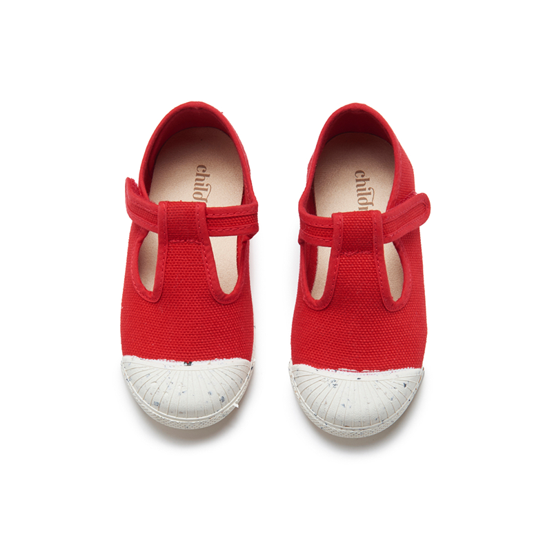 ECO-friendly T-band Sneakers in Red