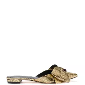 Elle Flat Mule In Gold Cracked Metallic Leather