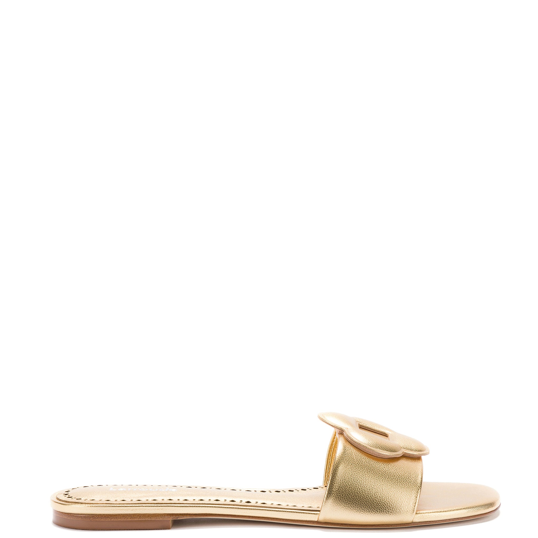 Flora Flat Mule In Gold Metallic Leather