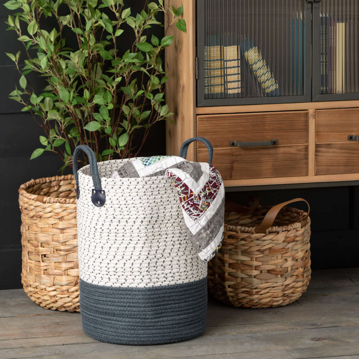 Handled Woven Wicker Baskets