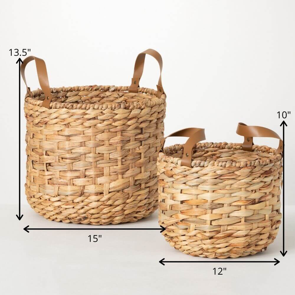 Handled Woven Wicker Baskets