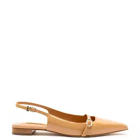 Ines Flat In Tan Patent Leather