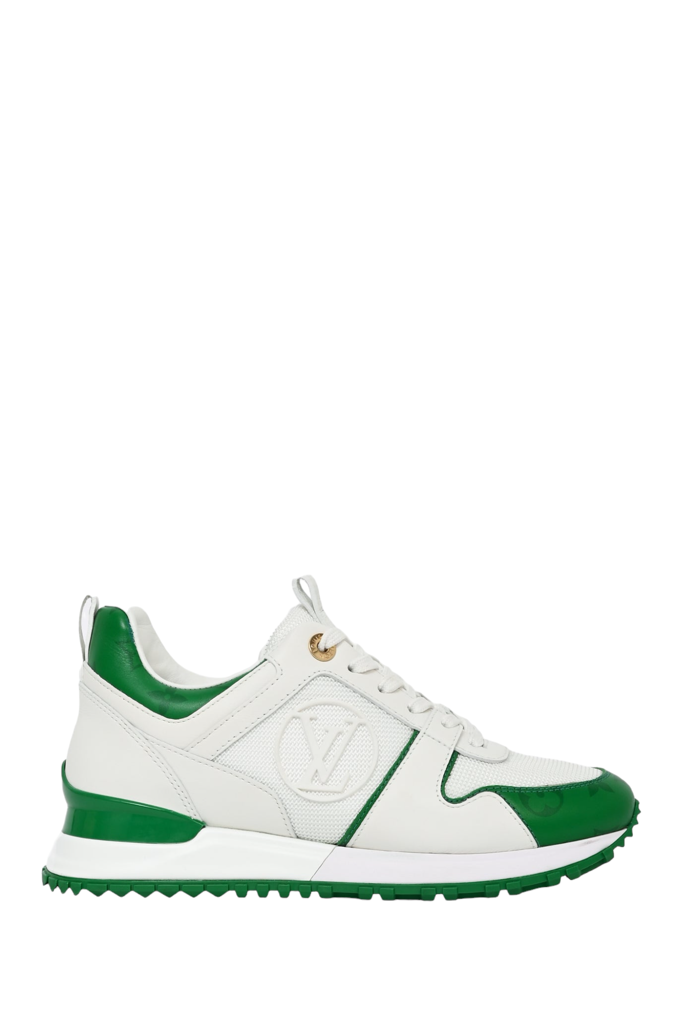 Louis Vuitton White/Green Monogram Logo Sneakers Size 36