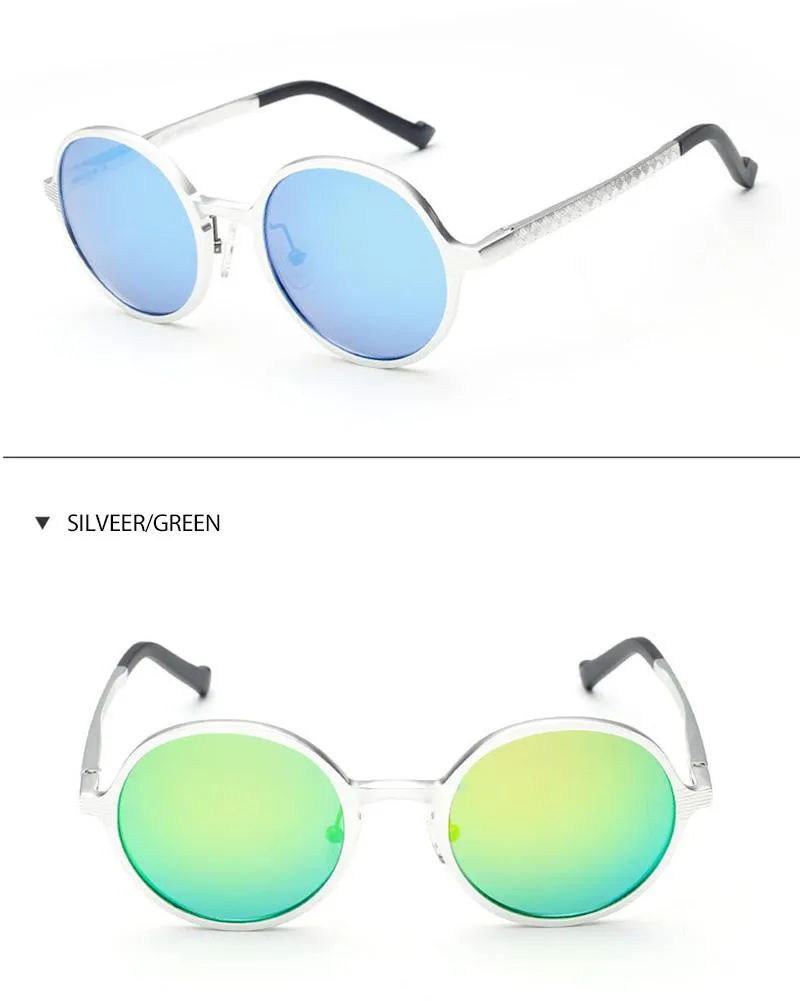 Luxury Design Retro Polarized Round Metal Frame Sunglasses for Men