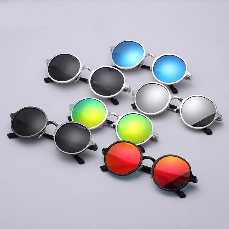 Luxury Design Retro Polarized Round Metal Frame Sunglasses for Men