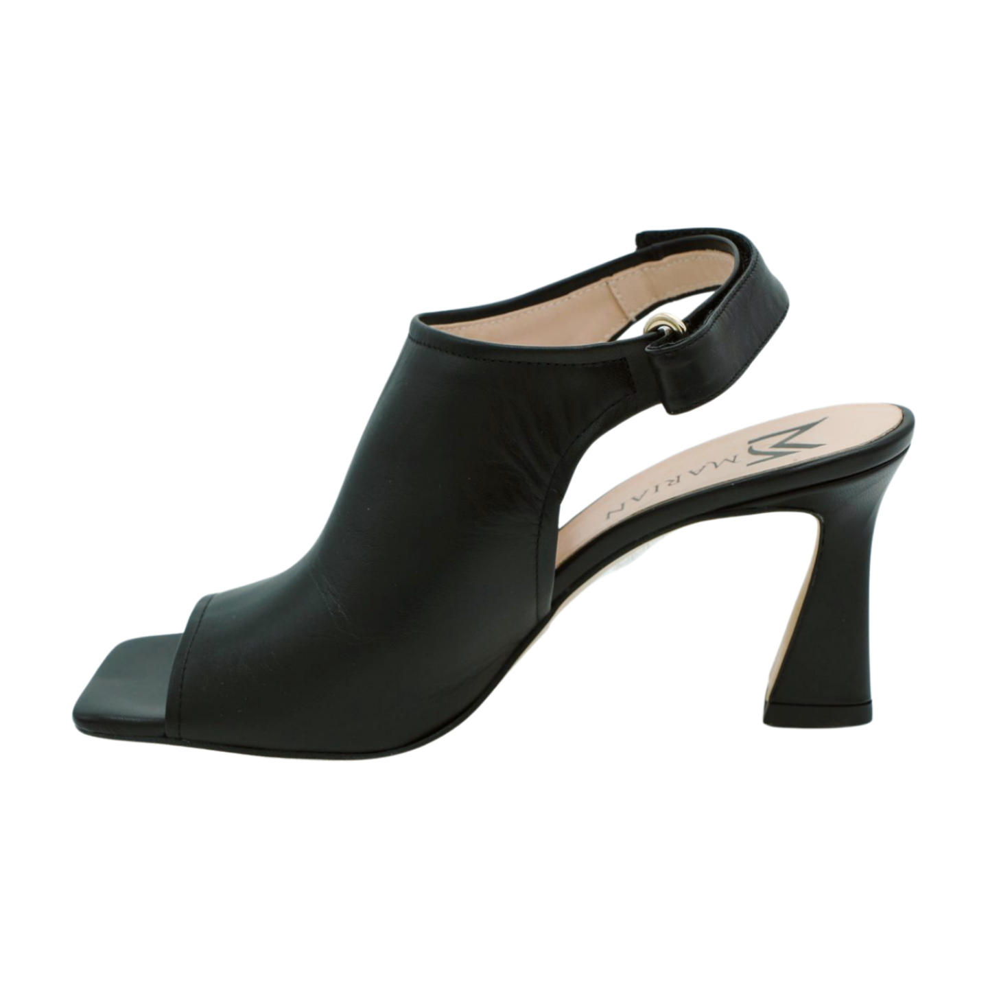 MARIAN Black Leather High Heel Peep Toe Sandal