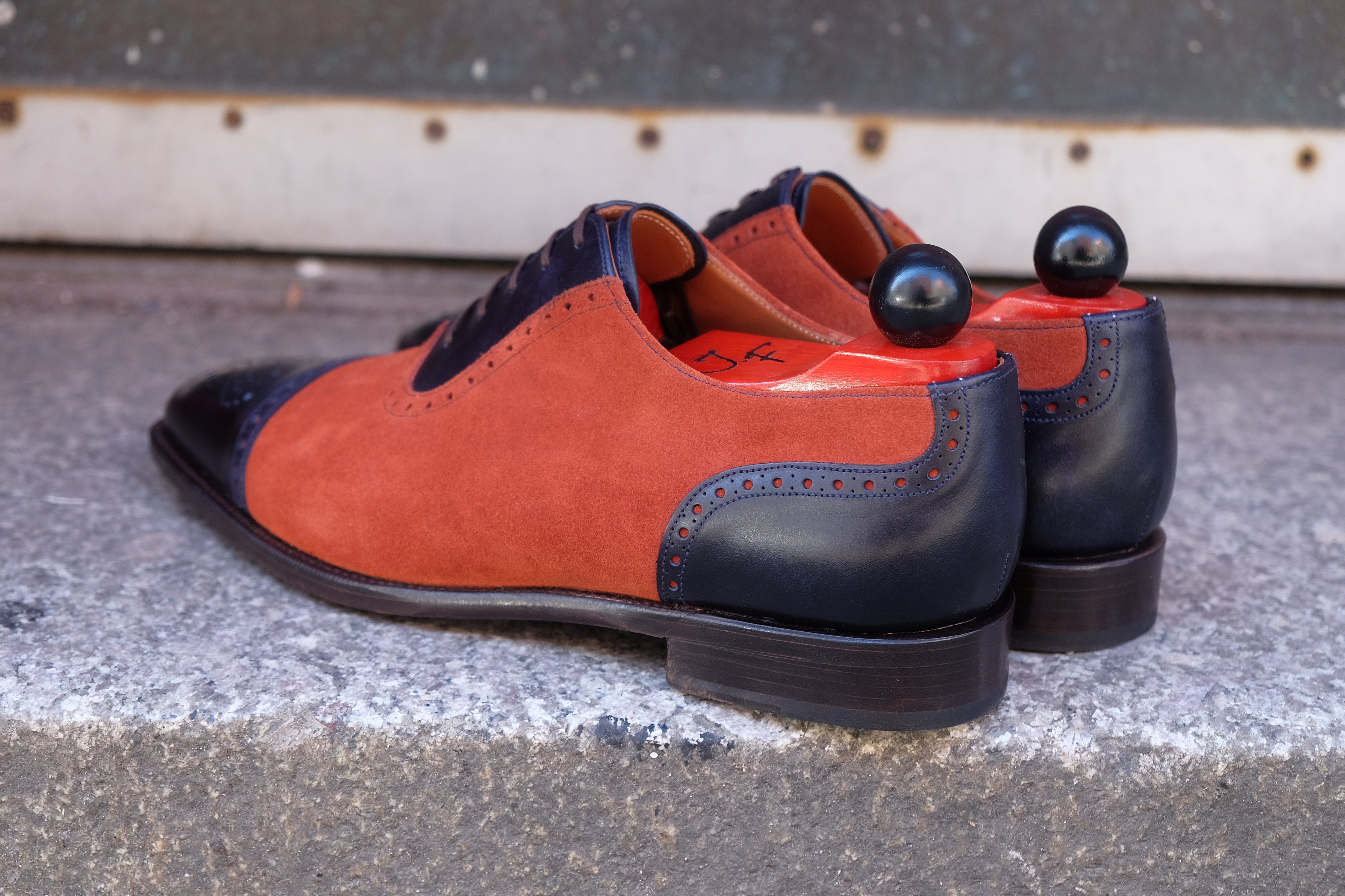 Mathew - MTO - Navy Museum Calf / Rust Suede - LPB Last - Single Leather Sole