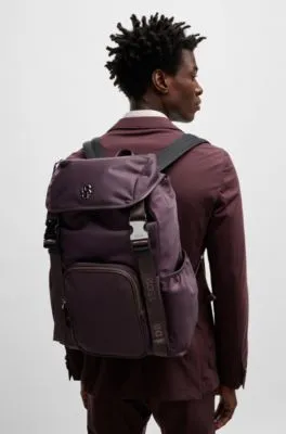 Matte-twill backpack with double monogram and full lining