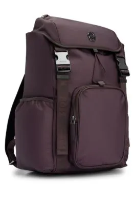 Matte-twill backpack with double monogram and full lining