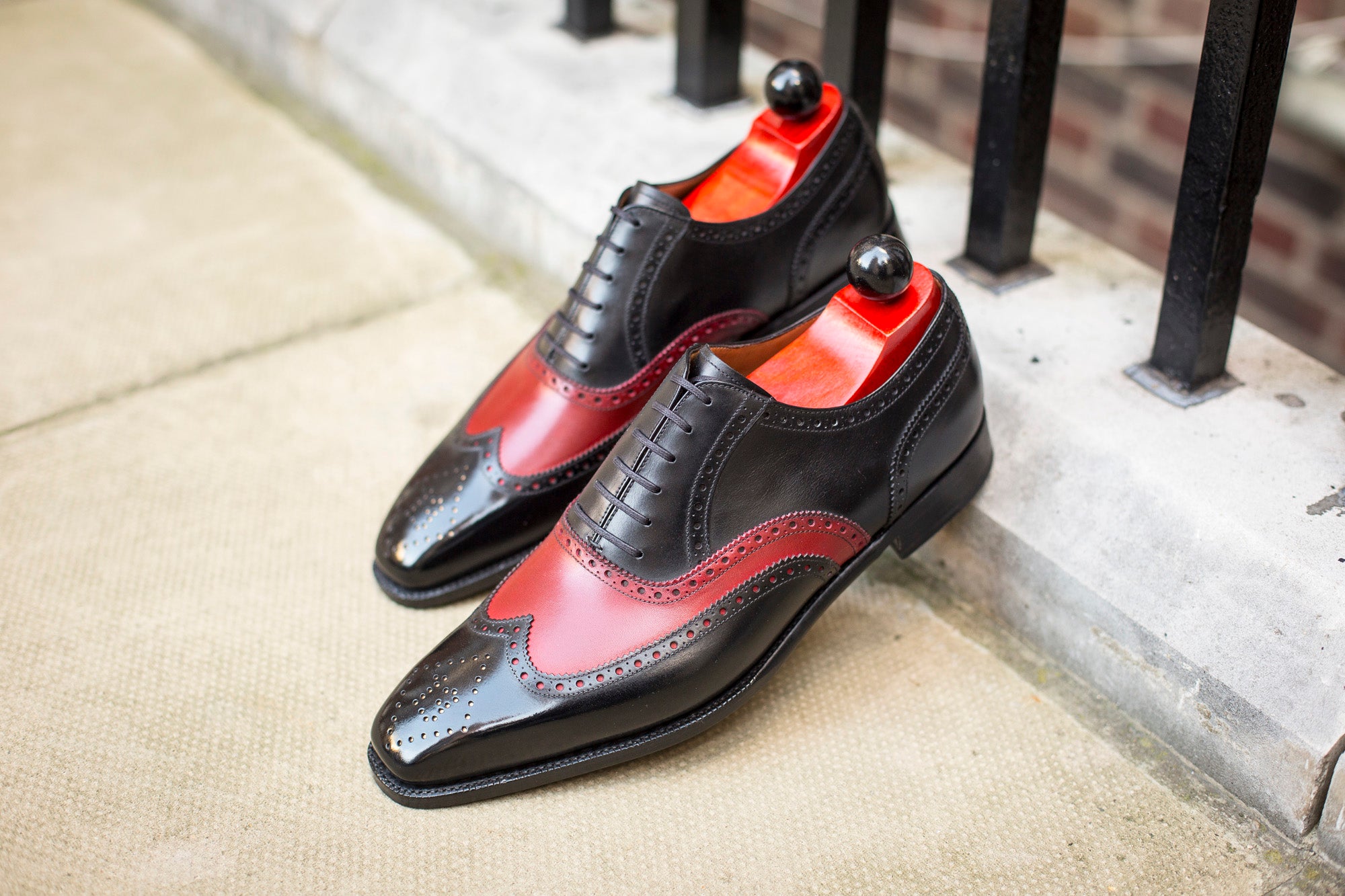 McClure - MTO - Black Calf / Red Calf - 13 Medallion - MGF Last - Single Leather Sole