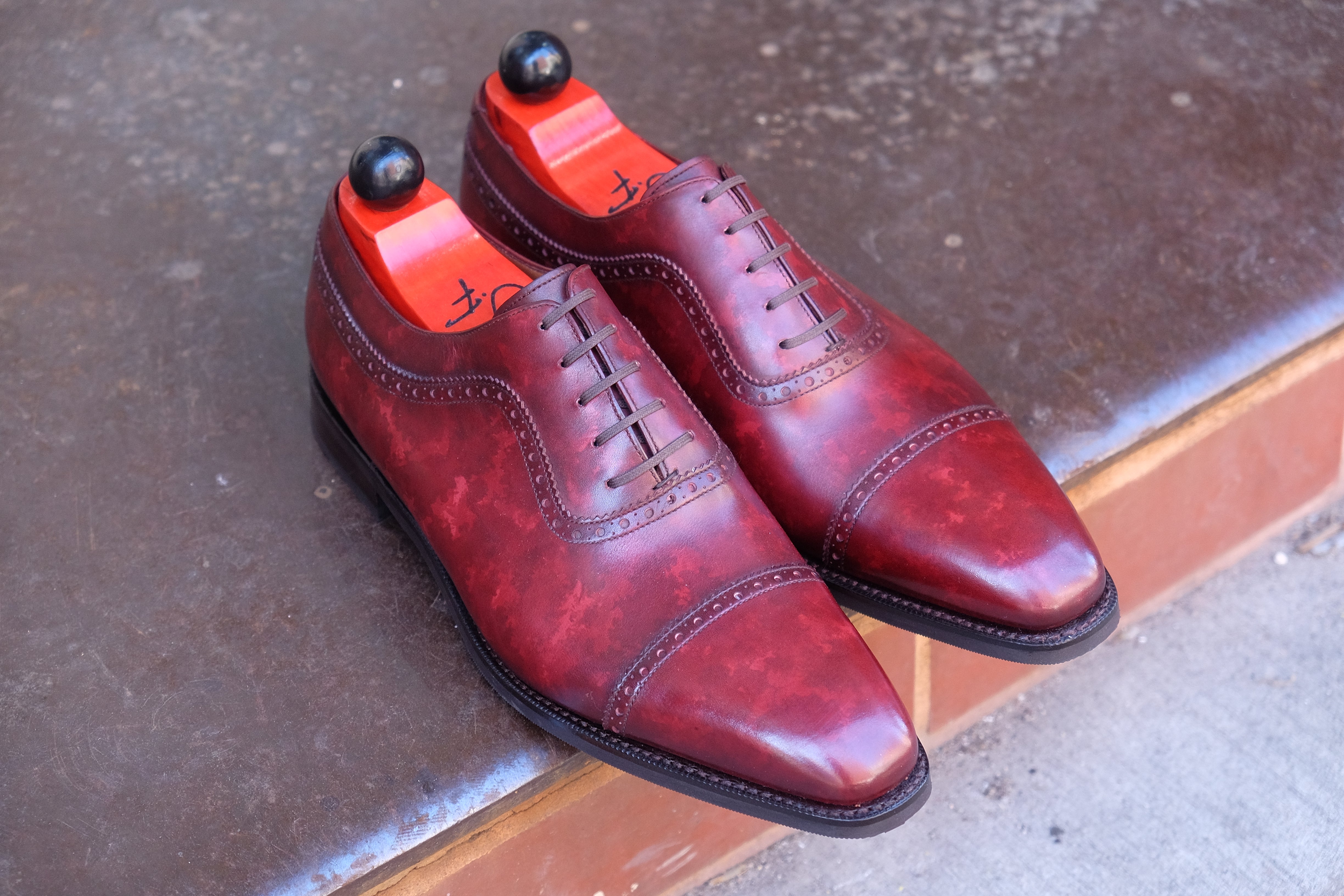 Palacio - MTO - Burgundy Marble Patina - LPB Last - City Rubber Sole