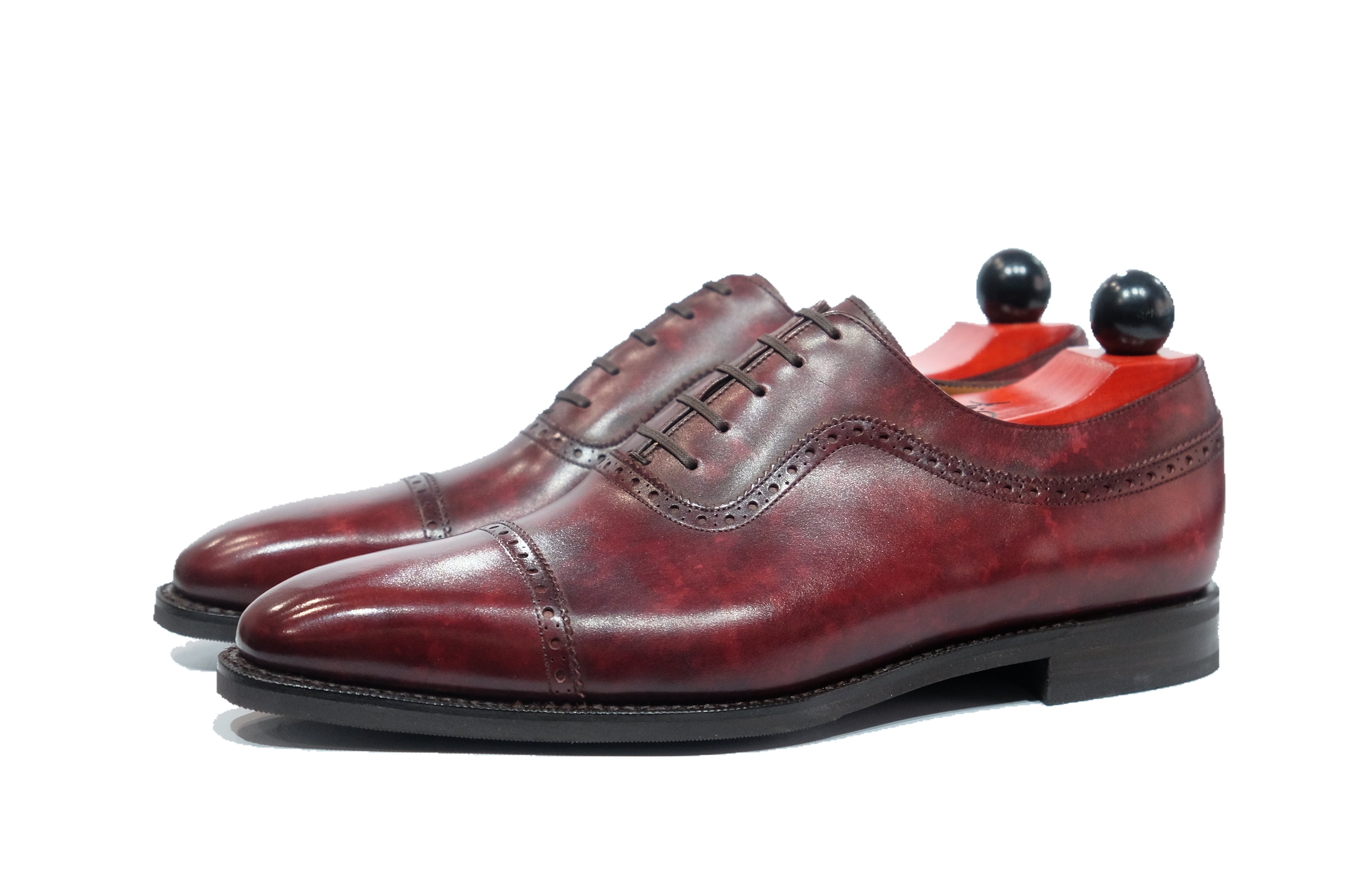 Palacio - MTO - Burgundy Marble Patina - LPB Last - City Rubber Sole