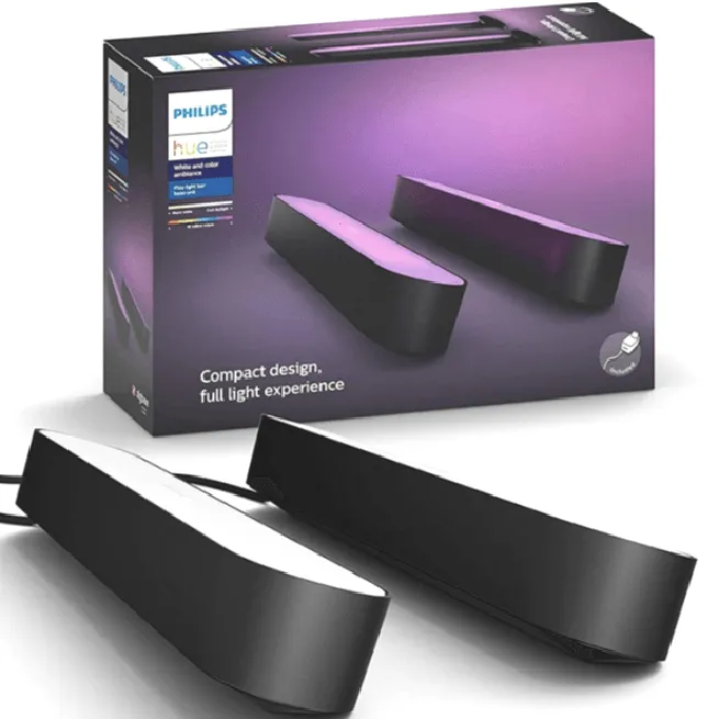 Philips 2 Pack Hue Indoor Play LED Light/Lighting Bar Base Double White/Colour Ambient